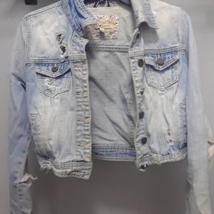 Distress blue jean jacket